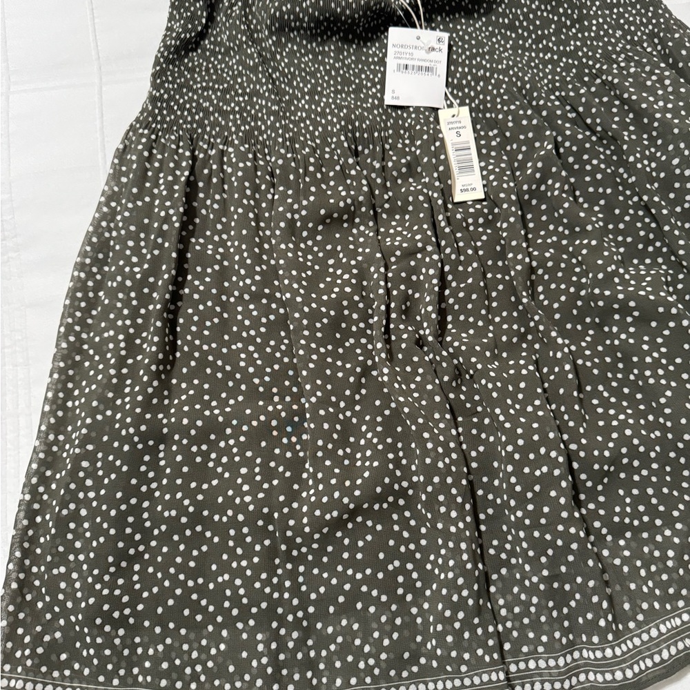 Midi skirt small Nordstrom Rack. Army/Ivory Random Dot. NWT